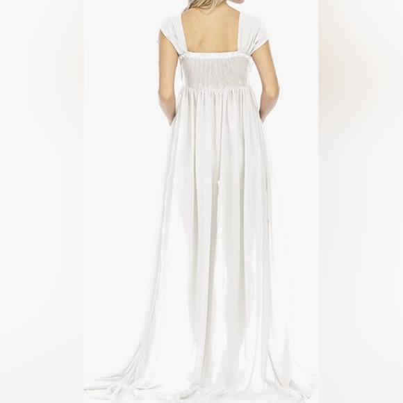 Great Photoshoot Maternity Dress Off the Shoulder Chiffon Long Gown XL - Picture 4 of 12